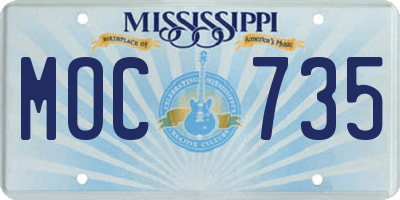 MS license plate MOC735