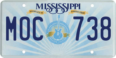 MS license plate MOC738