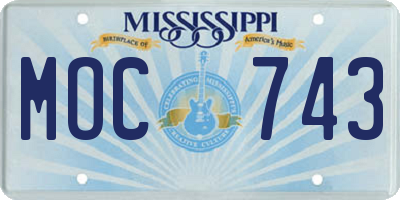 MS license plate MOC743