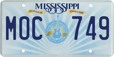MS license plate MOC749