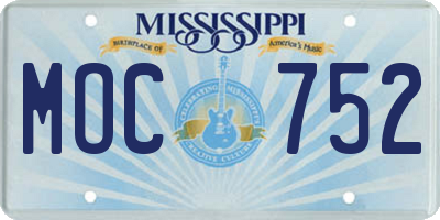 MS license plate MOC752