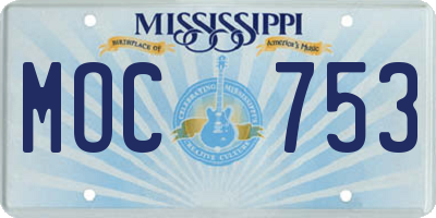 MS license plate MOC753