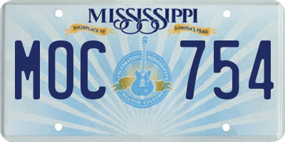 MS license plate MOC754