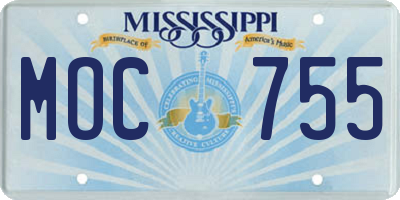 MS license plate MOC755