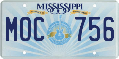 MS license plate MOC756