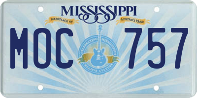 MS license plate MOC757
