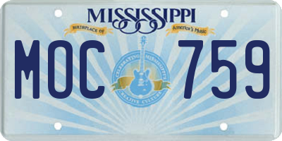 MS license plate MOC759
