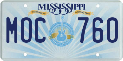 MS license plate MOC760