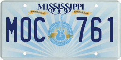MS license plate MOC761