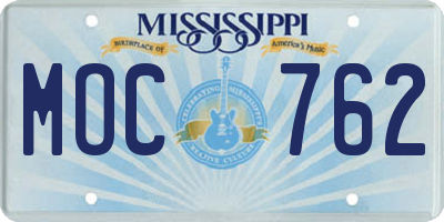 MS license plate MOC762