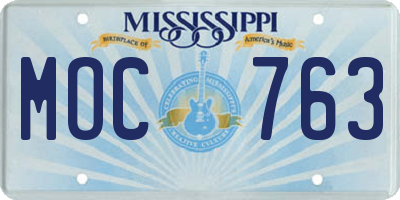 MS license plate MOC763