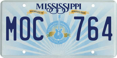 MS license plate MOC764