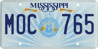 MS license plate MOC765
