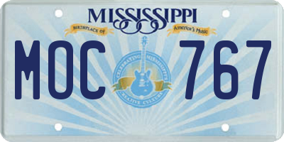 MS license plate MOC767