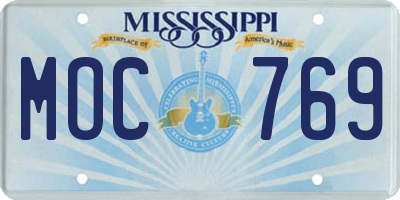 MS license plate MOC769