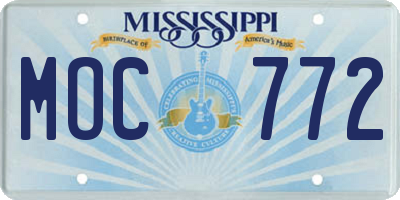 MS license plate MOC772