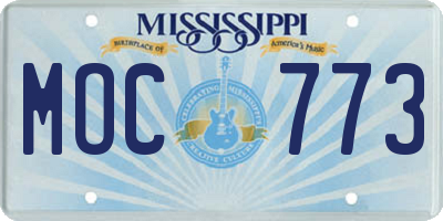 MS license plate MOC773