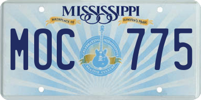 MS license plate MOC775