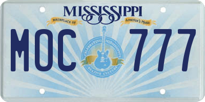 MS license plate MOC777