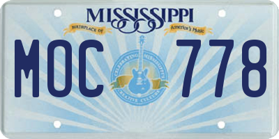 MS license plate MOC778