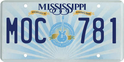 MS license plate MOC781