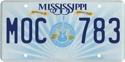 MS license plate MOC783