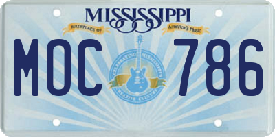 MS license plate MOC786