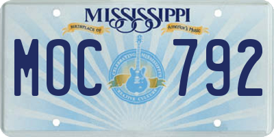 MS license plate MOC792