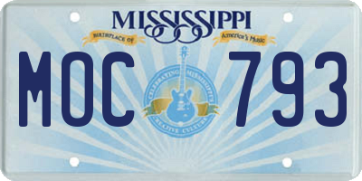 MS license plate MOC793