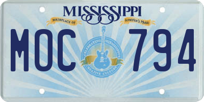 MS license plate MOC794