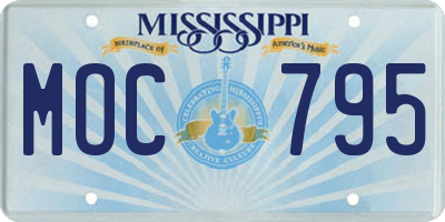MS license plate MOC795
