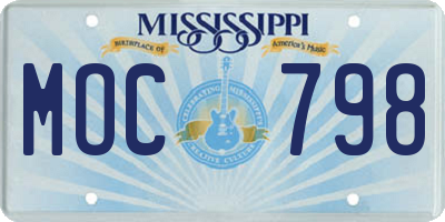MS license plate MOC798