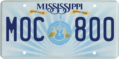 MS license plate MOC800
