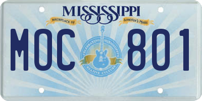 MS license plate MOC801