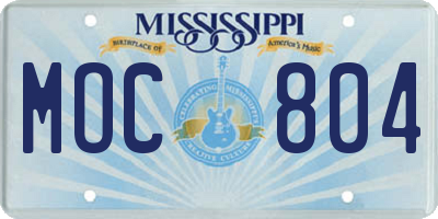 MS license plate MOC804