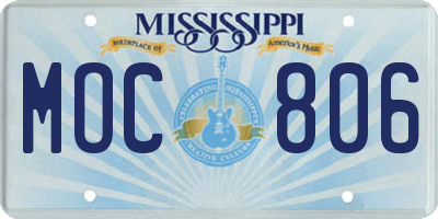 MS license plate MOC806