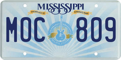 MS license plate MOC809