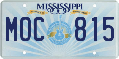 MS license plate MOC815
