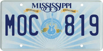 MS license plate MOC819