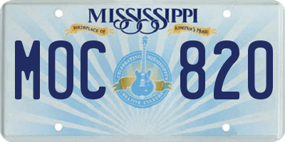 MS license plate MOC820