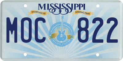 MS license plate MOC822