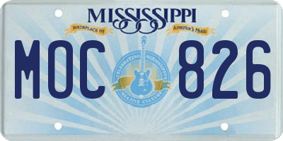 MS license plate MOC826