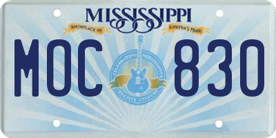 MS license plate MOC830