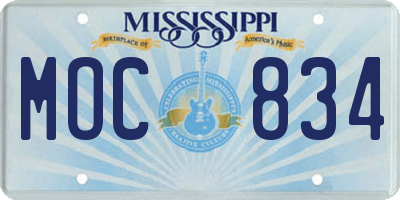 MS license plate MOC834