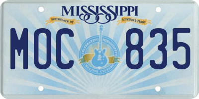 MS license plate MOC835