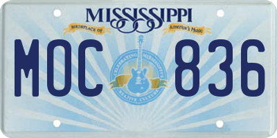 MS license plate MOC836