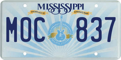 MS license plate MOC837