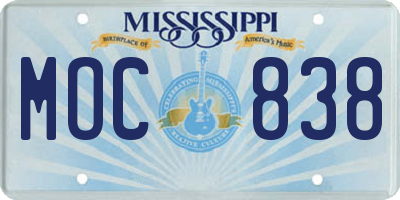 MS license plate MOC838