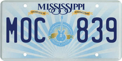 MS license plate MOC839