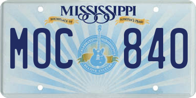 MS license plate MOC840